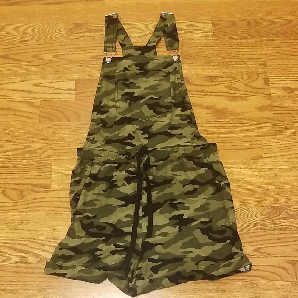 No Boundaries Green Camouflage Overalls